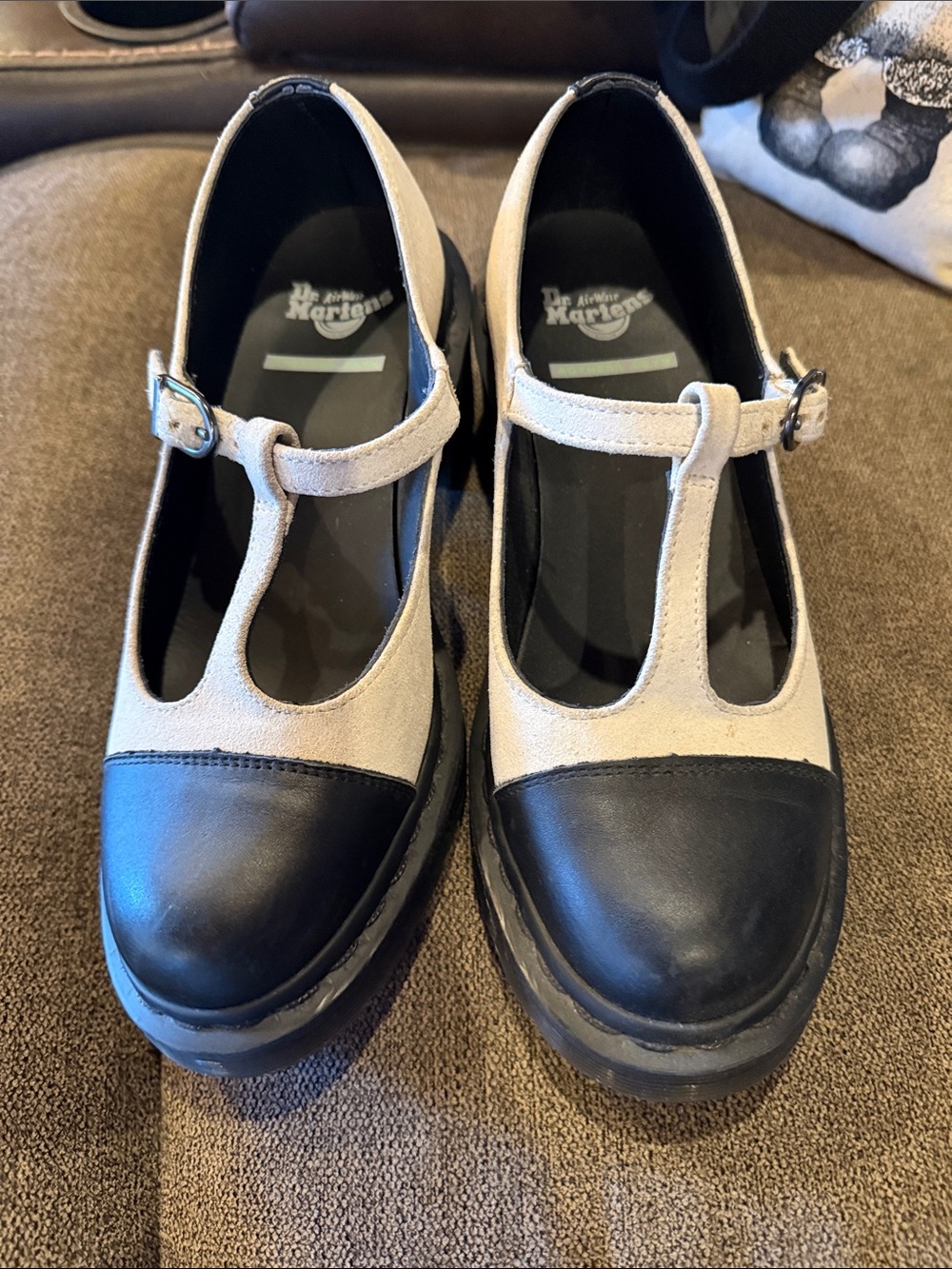 Dr. Martens Women’s Black and Cream T‑Strap Mary Jane Shoes - Picture 2 of 5